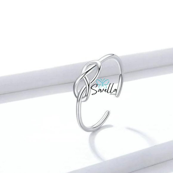 Solid 925 Silver Resizable Infinity Knot Ring Minimalist Luxury - Picture 4 of 5
